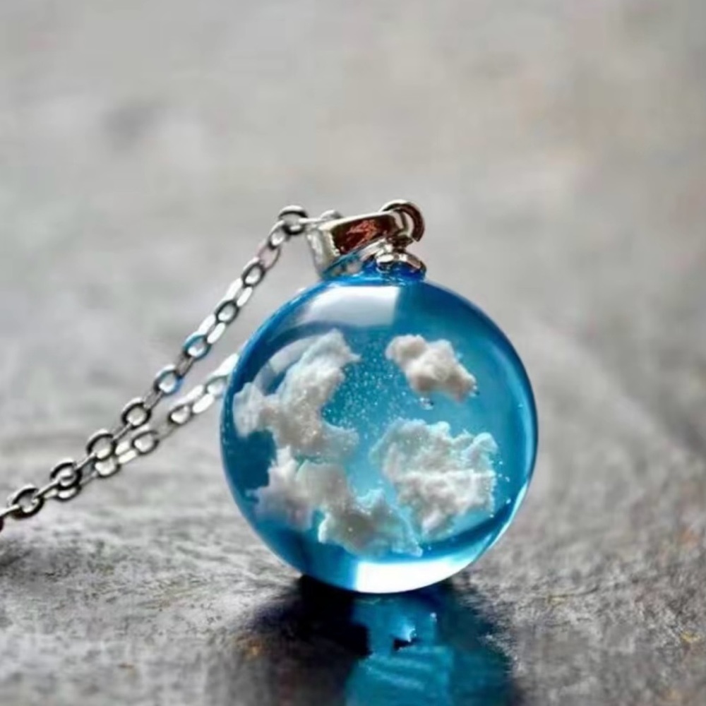 ☁️New! Blue Sky White Cloud Beauty of Life Necklace with Choker